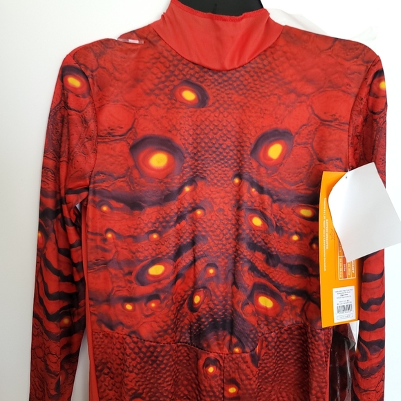 NEW  Light Up Red Dragon Costume Jumpsuit Wings and Mask - Picture 8 of 16